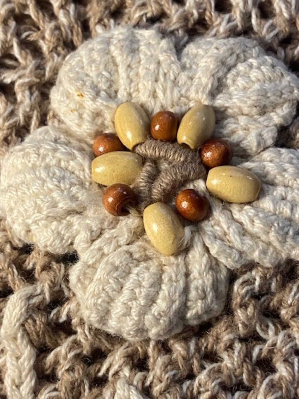 VTG Knit Vest Beaded embroidery Floral Brown Grandmacore Size Small - Picture 5 of 12